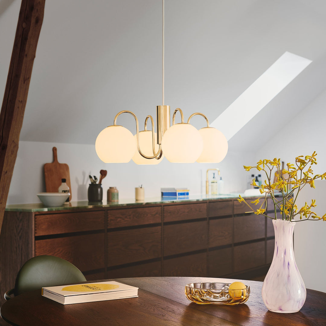 Franca Lampadario a 4 Luci, Ottone/Opale