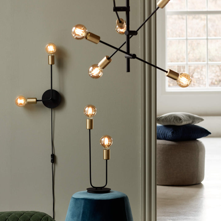 Lampada a sospensione Josefine, Nero/Ottone