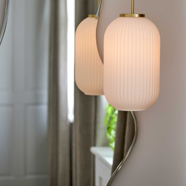 Lampada a sospensione Milford 20, Opale/Ottone