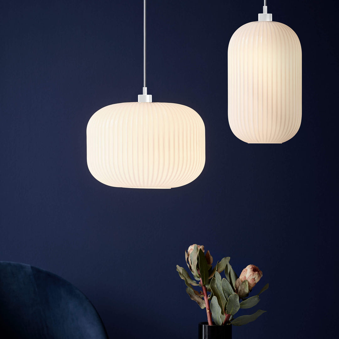 Lampada a sospensione Milford 30, Opale/Bianco