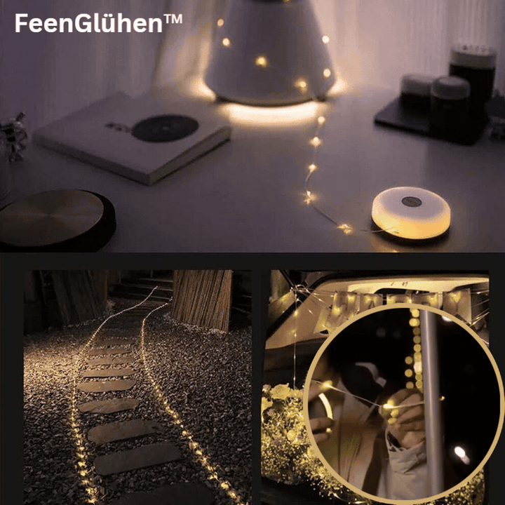 Stringa LED 10 m con 100 LED | Ricaricabile USB e impermeabile IP65 | 8 modalità di illuminazione per campeggio e giardino