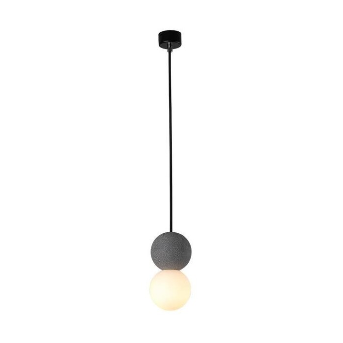 OrigoGlow: Lampada a sospensione con struttura a sfera in cemento e vetro opalino – per ingresso e angolo divano