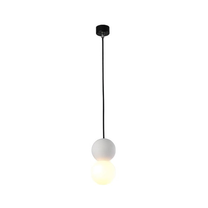 OrigoGlow: Lampada a sospensione con struttura a sfera in cemento e vetro opalino – per ingresso e angolo divano