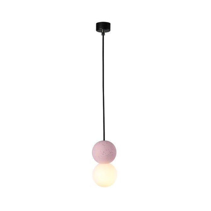 OrigoGlow: Lampada a sospensione con struttura a sfera in cemento e vetro opalino – per ingresso e angolo divano