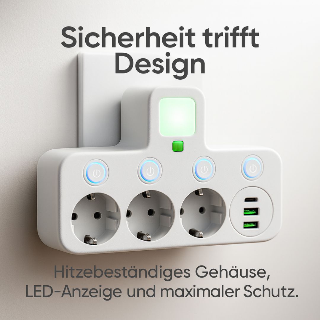 Striscia di prese con 3 prese | Striscia multipla con USB e interruttore | PowerGrid