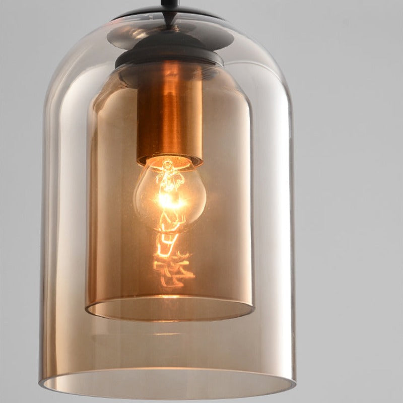 MicaLume: Lampada a sospensione in vetro stile Mid-Century con doppia ottica e compatibilità LED – per interni eleganti