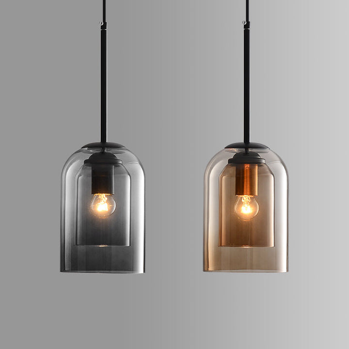 MicaLume: Lampada a sospensione in vetro stile Mid-Century con doppia ottica e compatibilità LED – per interni eleganti