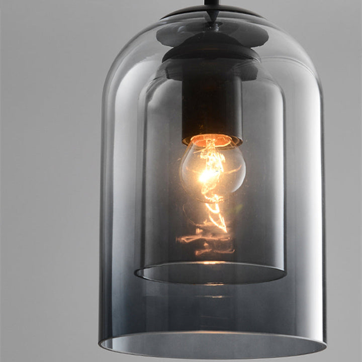 MicaLume: Lampada a sospensione in vetro stile Mid-Century con doppia ottica e compatibilità LED – per interni eleganti