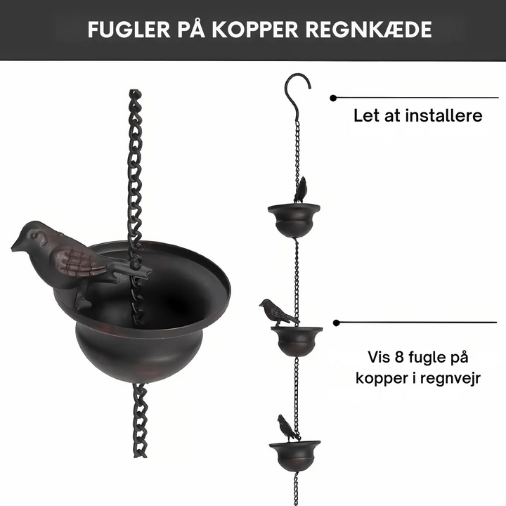 RainHaven™ – Chaîne de pluie décorative pour oiseaux