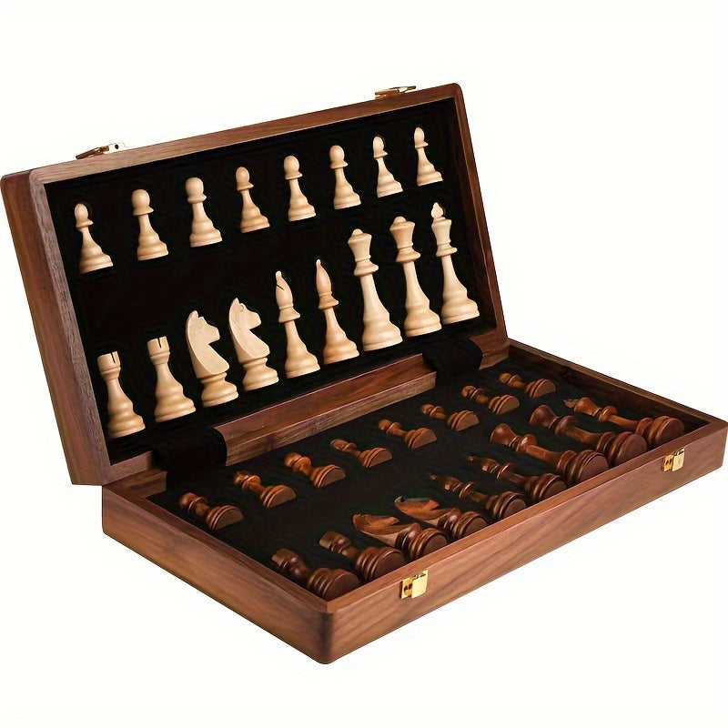 Gioco di scacchi in legno | Scacchiera con pezzi di scacchi | pieghevole e portatile | RoyalBrett