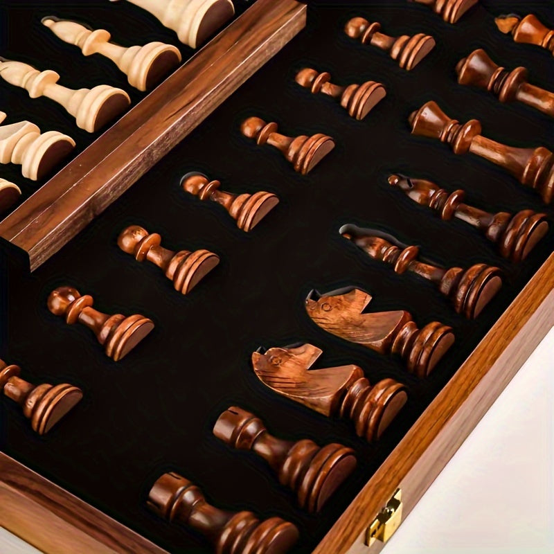 Gioco di scacchi in legno | Scacchiera con pezzi di scacchi | pieghevole e portatile | RoyalBrett