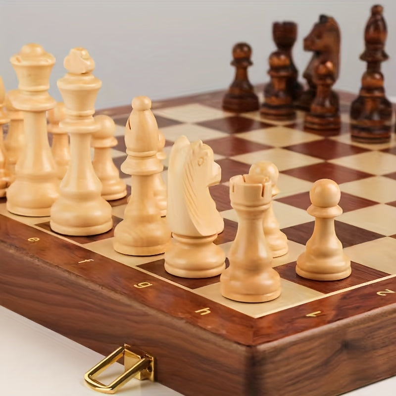 Gioco di scacchi in legno | Scacchiera con pezzi di scacchi | pieghevole e portatile | RoyalBrett