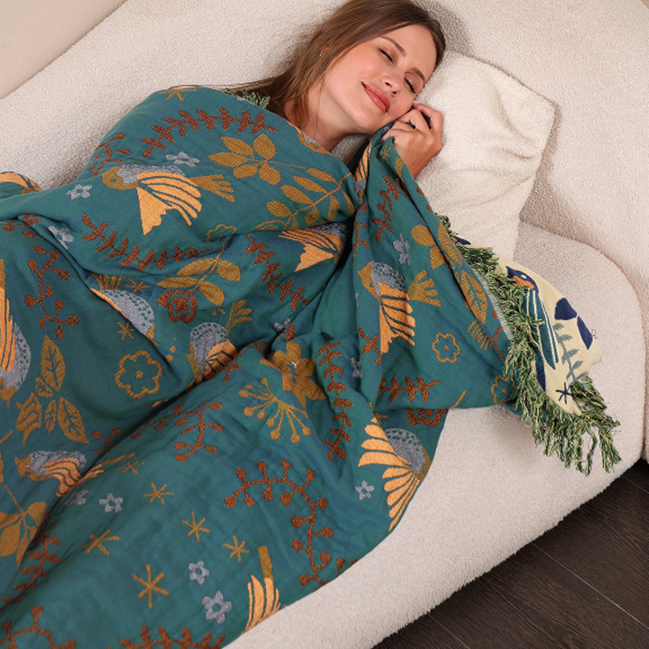 Coperta reversibile in stile scandinavo | Coperta in 100% cotone