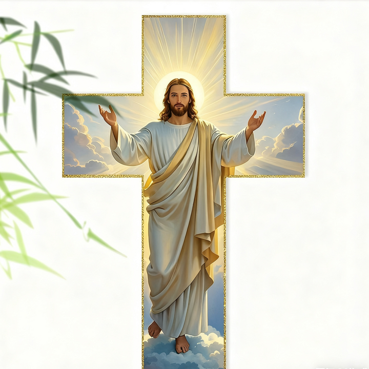 HolyVista™ – Decorazione murale con la Croce splendente di Gesù.