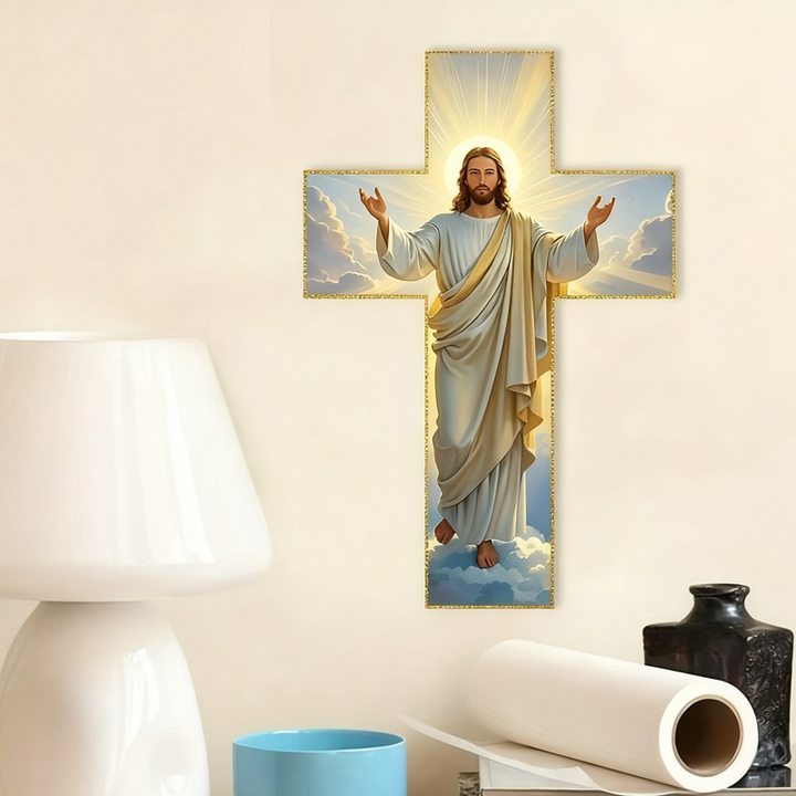 HolyVista™ – Decorazione murale con la Croce splendente di Gesù.