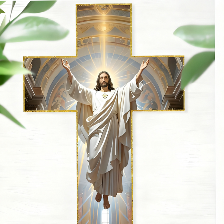 HolyVista™ – Decorazione murale con la Croce splendente di Gesù.
