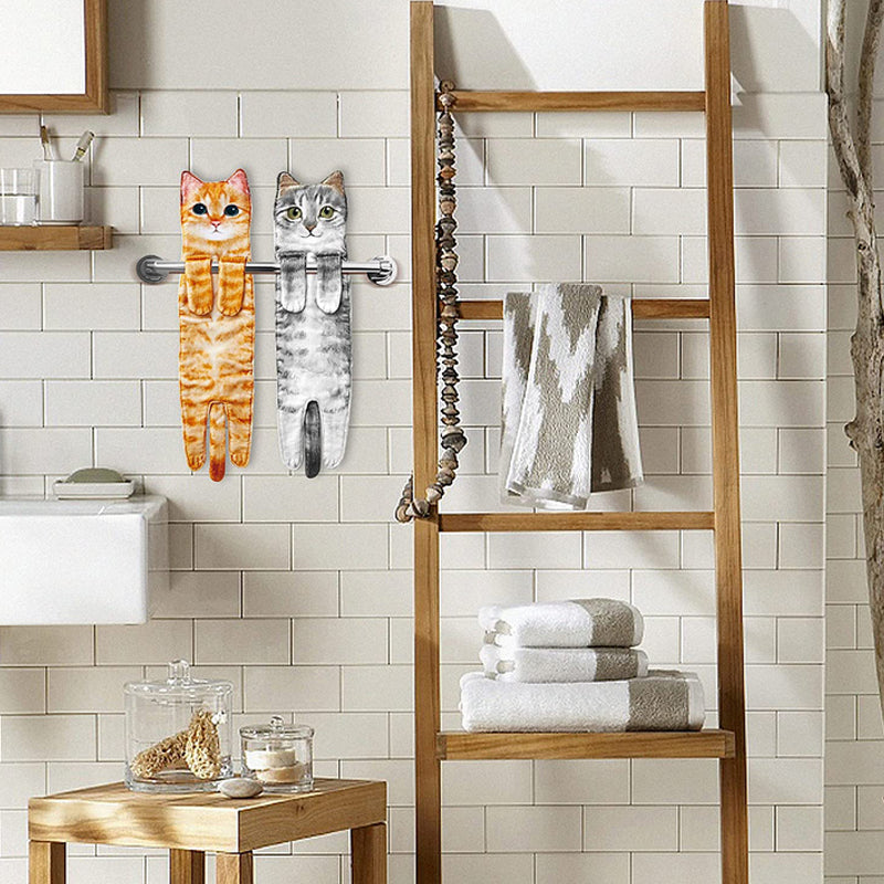 CozyPurr™ – Asciugamano in Pile Appeso con Motivo di Gatto