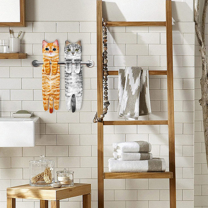 CozyPurr™ – Asciugamano in Pile Appeso con Motivo di Gatto