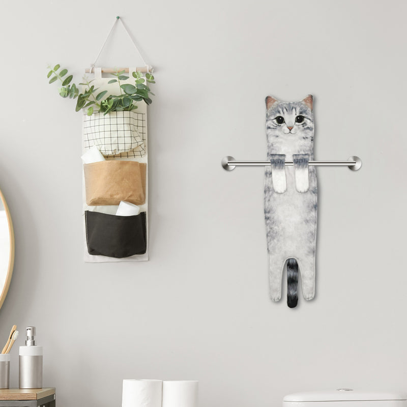 CozyPurr™ – Asciugamano in Pile Appeso con Motivo di Gatto