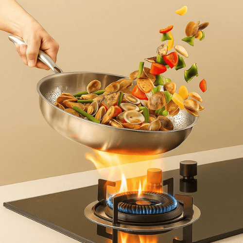 TITAN-PREMIUM PAN - Padella in titanio di alta qualità senza rivestimento per tutti i tipi di piano cottura