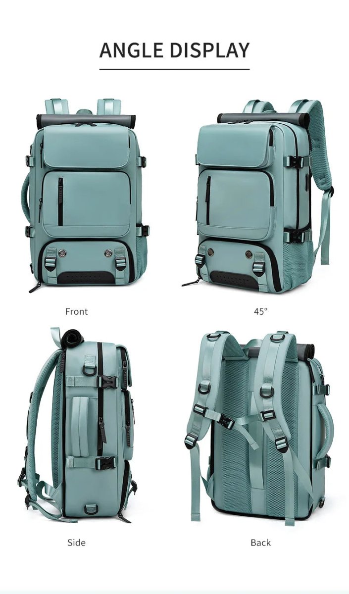 TRAVELMAX – Zaino da viaggio impermeabile con porta USB, scomparto per scarpe e tasca antitaccheggio