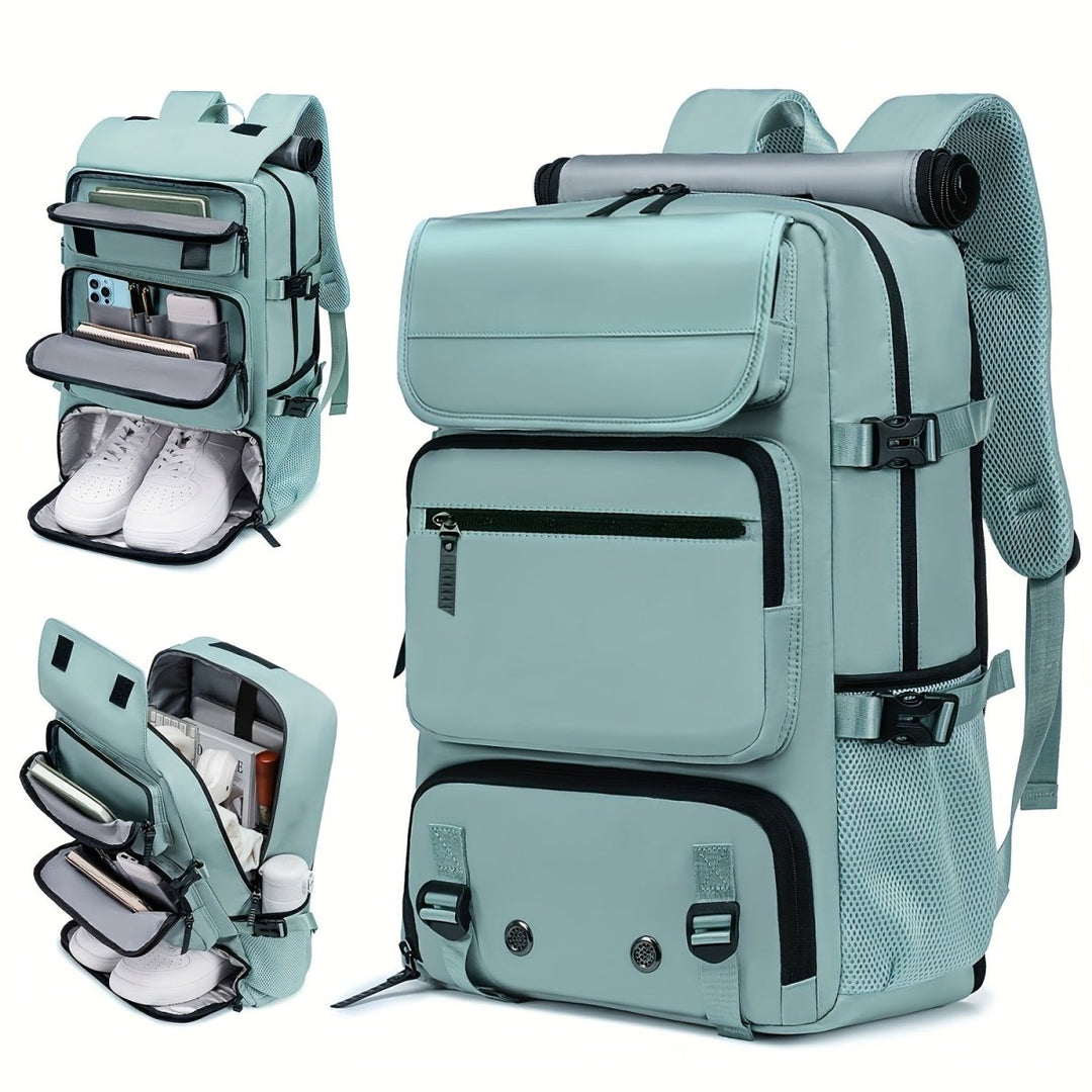 TRAVELMAX – Zaino da viaggio impermeabile con porta USB, scomparto per scarpe e tasca antitaccheggio