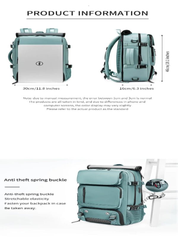 TRAVELMAX – Zaino da viaggio impermeabile con porta USB, scomparto per scarpe e tasca antitaccheggio