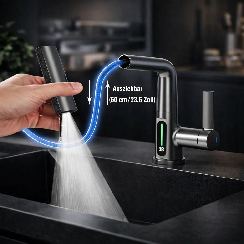 Rubinetto da cucina estraibile | Rubinetto da cucina estraibile con 5 modalità di getto | FlexiHahn