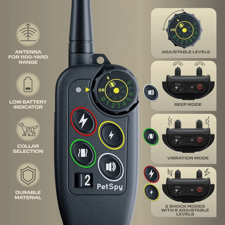 Collare E-Collar per Addestramento Cani Impermeabile a Lungo Raggio 1000m &amp; Controllo Remoto