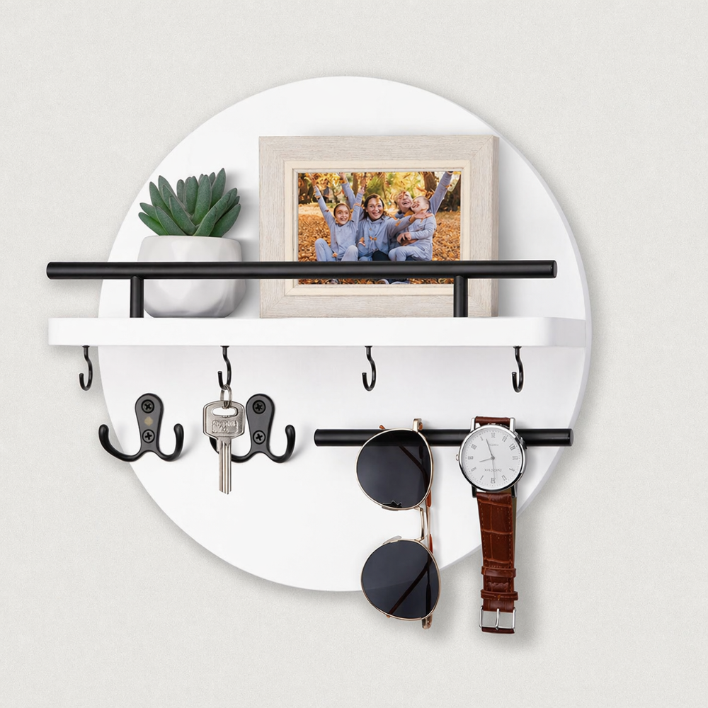 Portachiavi in Legno Rotondo | Organizzatore da Parete Elegante ed Eco-Friendly